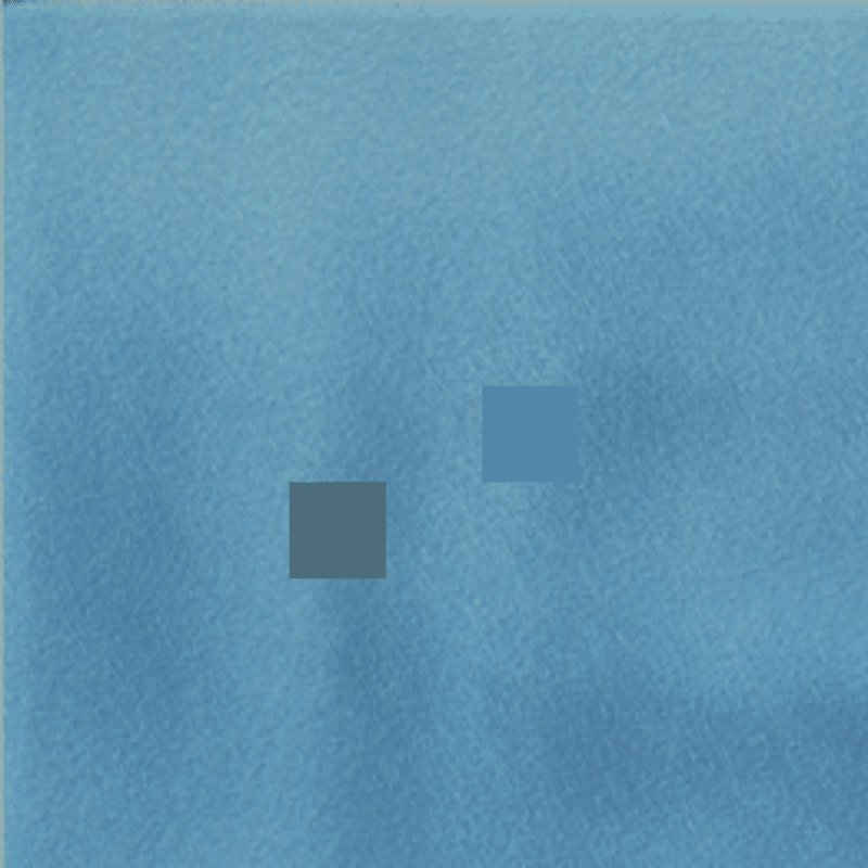 A digital abstract image dominated by mottled blue, with two evenly toned blue squares at the center