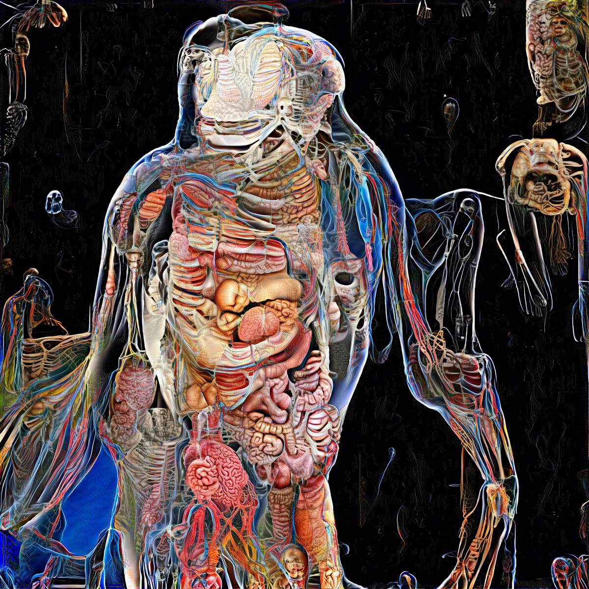 An AI-generated image of what sort of looks like an illustration of human anatomy