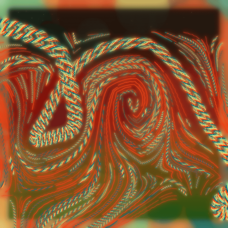 A softly blurred and glowing digital image evoking braided threads, folding over each other in swirling patterns